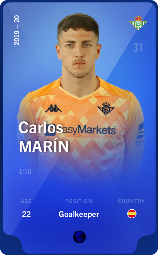 Sorare - Sorare Official - Carlos Marín 2019-20 • Super Rare 1/10 - NFT # 25003382965611197486738136859951015550479437305865328812495858557029104599726
