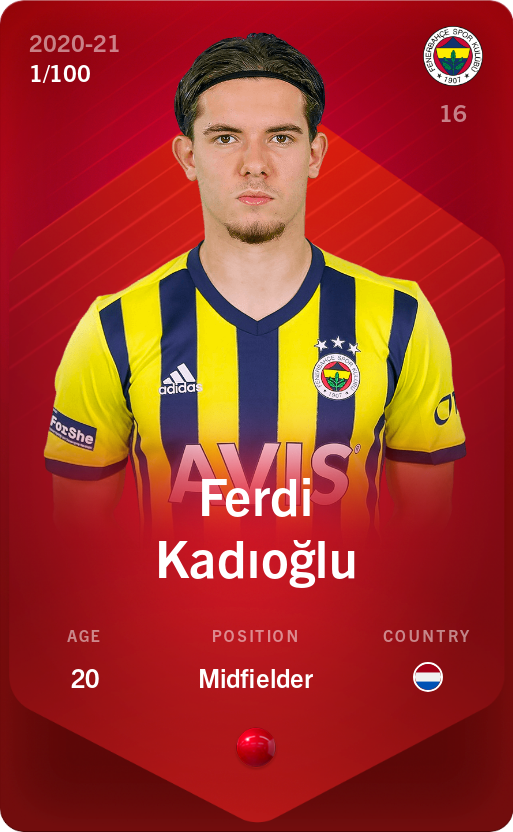 Sorare - Sorare Official - Ferdi Kadıoğlu 2020-21 • Rare 1/100 - NFT # 55071256094247605564527577224147412498862888383130584987292238572252264394676