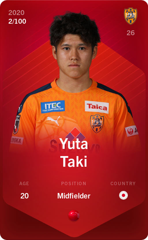 Sorare - Sorare Official - Yuta Taki 2020-21 • Rare 2/100 - NFT # 19561201332264069749479367893719082457919211393891345973741916900569675075221