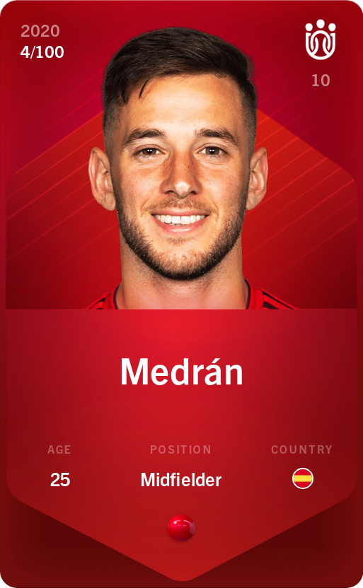 Sorare - Sorare Official - Medrán 2020-21 • Rare 4/100 - NFT # 22187558314309887153436893747786219784674504013232294181397408049755497138685
