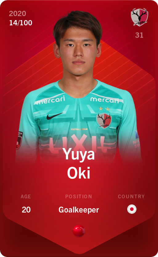 Sorare - Sorare Official - Yuya Oki 2020-21 • Rare 14/100 - NFT # 96996778097066211209501345175596658612243310104048851106074423597378630381327