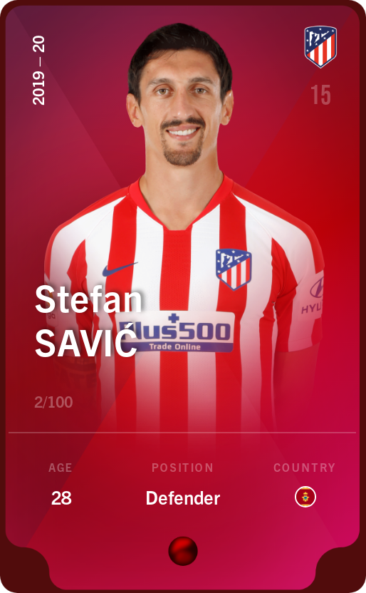 Sorare - Sorare Official - Stefan Savić 2019-20 • Rare 2/100 - NFT # 53197612571614874921506555492312949081597664982413812866846061447430104323043