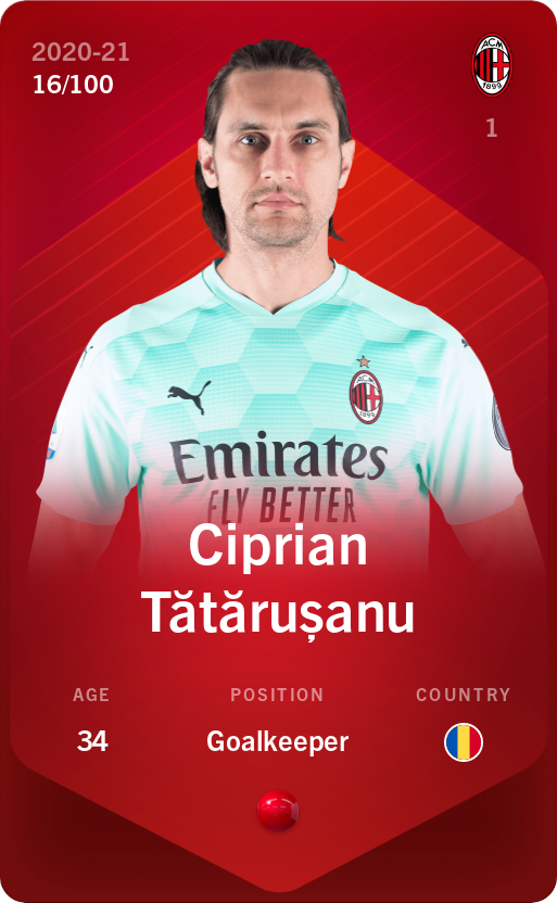 Sorare - Sorare Official - Ciprian Tătărușanu 2020-21 • Rare 16/100 - NFT # 68814616703399437905582745633439872133393831666851269457165102093769669377737