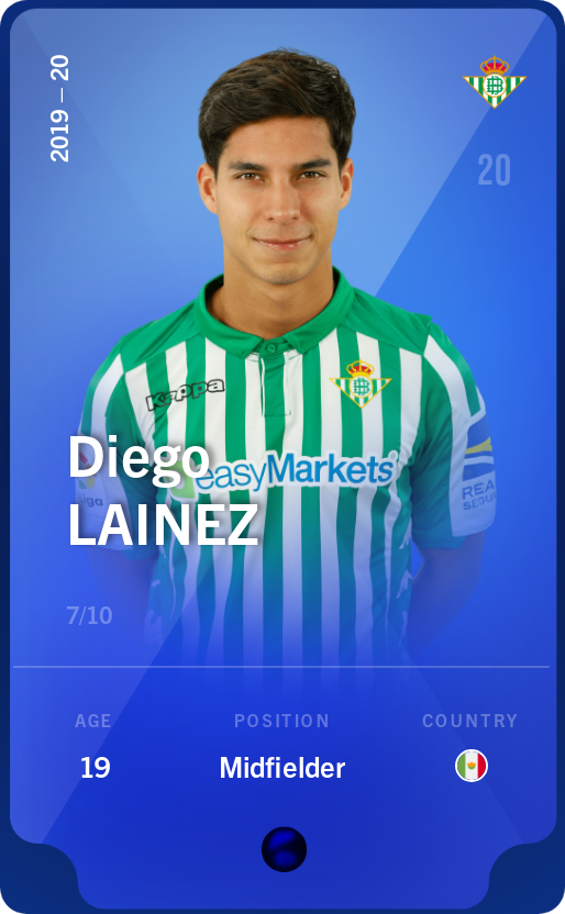 Sorare - Sorare Official - Diego Lainez 2019-20 • Super Rare 7/10 - NFT # 27191858738817587127745650691965283057867543398091923624760961704108062621375