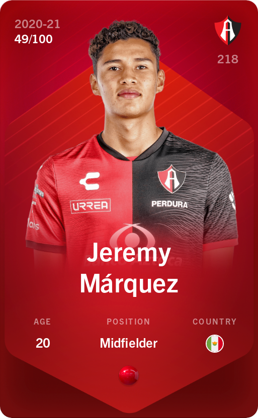 Sorare - Sorare Official - Jeremy Márquez 2020-21 • Rare 49/100 - NFT # 105310767275462834263899129601525914652587358927233260177396954470641263821054