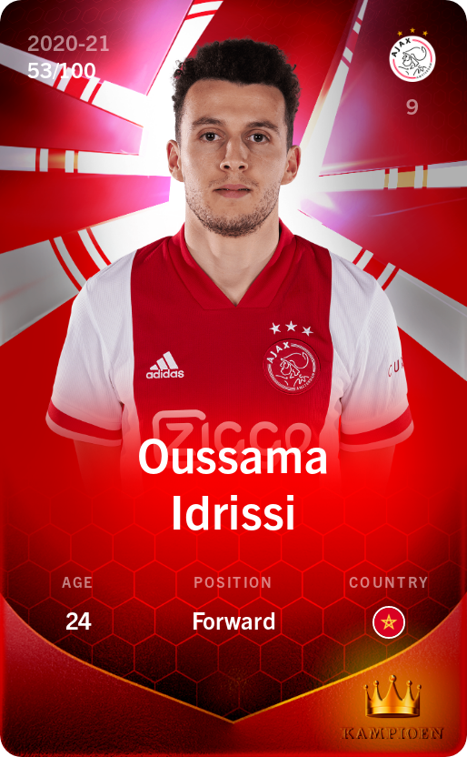 Sorare - Sorare Official - Oussama Idrissi 2020-21 • Rare 53/100 - NFT # 85698806499411503258055115062005930992496940597838970577810456719376231990261