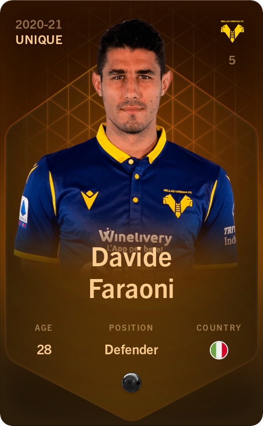 Sorare - Sorare Official - Davide Faraoni 2020-21 • Unique - NFT # 88462516019921944159633328797563241035573624023491915475522382251956944052745