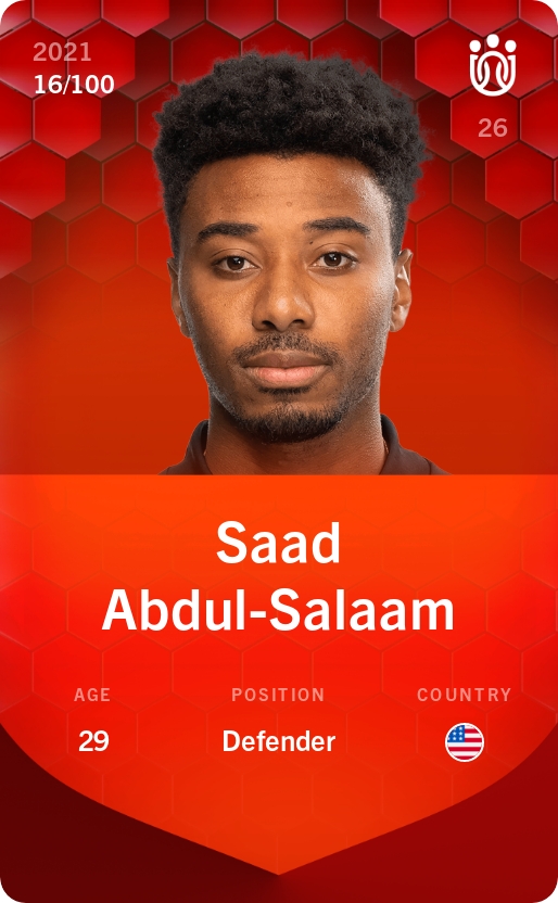 Sorare - Sorare Official - Saad Abdul-Salaam 2021-22 • Rare 16/100 - NFT # 1394039925452869485414920232176097170376102989022560014343582592376300588972