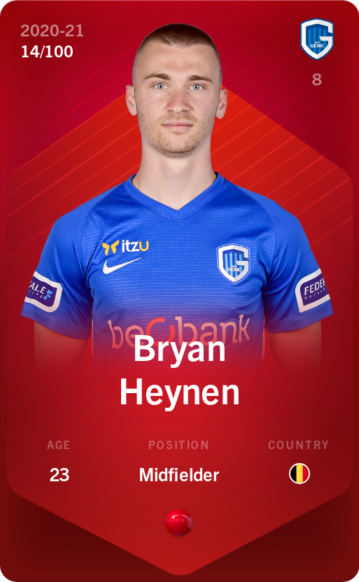 Sorare - Sorare Official - Bryan Heynen 2020-21 • Rare 14/100 - NFT # 65077935032244723284898387769944396923623973160289131191035198215609924050552