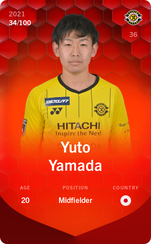 Sorare - Sorare Official - Yuto Yamada 2021-22 • Rare 34/100 - NFT # 74245376830345836338298416063198095760221168049214768748528908889228525189419