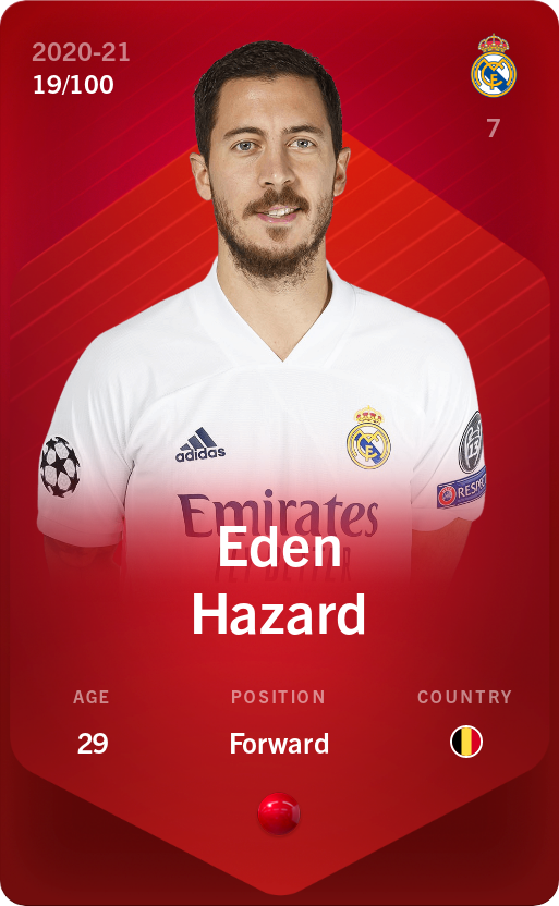Sorare - Sorare Official - Eden Hazard 2020-21 • Rare 19/100 - NFT # 10544435871747761085971530602438864965175930329040192355000246011574168508687