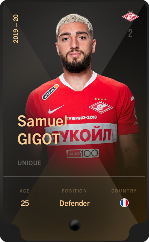 Sorare - Sorare Official - Samuel Gigot 2019-20 • Unique - NFT # 111918123632033390884675744086700742585130019046982038058005492988984272597235