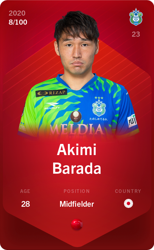 Sorare - Sorare Official - Akimi Barada 2020-21 • Rare 8/100 - NFT # 15360984822109905131681266751179235181290776077677473611633064806380632589910