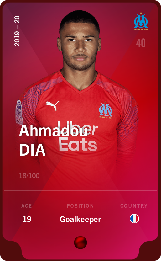 Sorare - Sorare Official - Ahmadou Dia 2019-20 • Rare 18/100 - NFT # 32456301088038152903052132186618162327056645208850352476968562906541363542373
