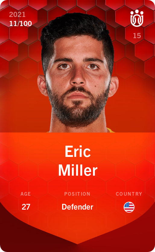 Sorare - Sorare Official - Eric Miller 2021-22 • Rare 11/100 - NFT # 73284793945471181496043658694967184561399147353359388501263160122003295848403
