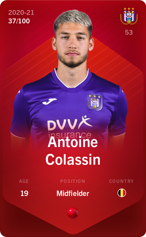 Sorare - Sorare Official - Antoine Colassin 2020-21 • Rare 37/100 - NFT # 63171200787296475945653808964366069751258557791649316608469537647938061045803