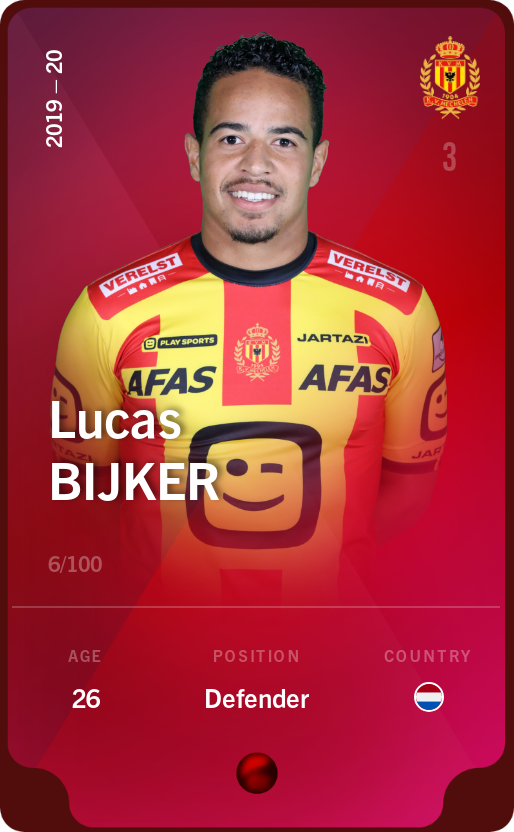 Sorare - Sorare Official - Lucas Bijker 2019-20 • Rare 6/100 - NFT # 79108457171772546982611388934930398431936651597384228122572625545478863553351
