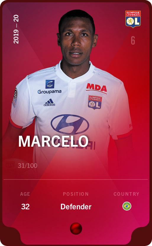 Sorare - Sorare Official - Marcelo 2019-20 • Rare 31/100 - NFT # 64714002313146629605014924798157123764013390732200594581693398687175272120620