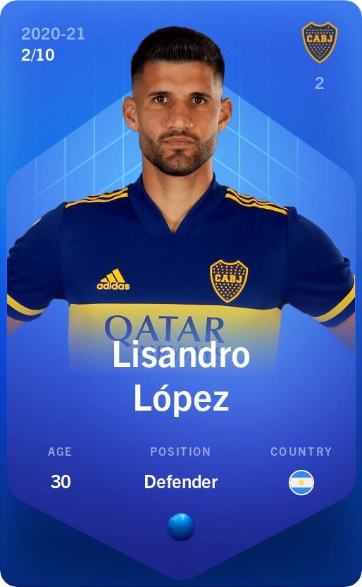 Sorare - Sorare Official - Lisandro López 2020-21 • Super Rare 2/10 - NFT # 10535548914394992130648106369251774090004067593920807464226272819228997165842