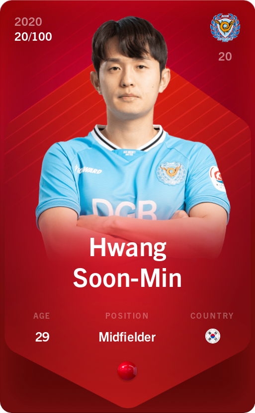 Sorare - Sorare Official - Hwang Soon-Min 2020-21 • Rare 20/100 - NFT # 71499640722660844361583269878943717417893274776118044432011654288324585046860