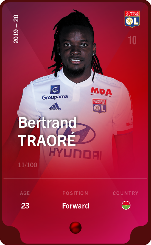 Sorare - Sorare Official - Bertrand Traoré 2019-20 • Rare 11/100 - NFT # 86811175215698786521605525391683433408242990416979731630807179248243512400083