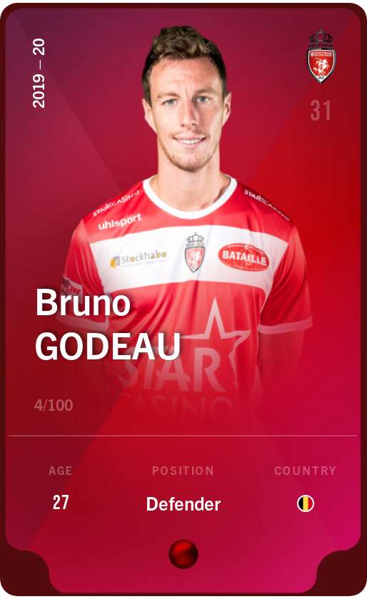 Sorare - Sorare Official - Bruno Godeau 2019-20 • Rare 4/100 - NFT # 77795045485769525798495495875926310200492421919534593421174025962469239134060