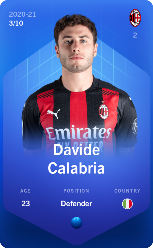 Sorare - Sorare Official - Davide Calabria 2020-21 • Super Rare 3/10 - NFT # 58232538023731724639658574786252917431671951875210915531478553502778176135753