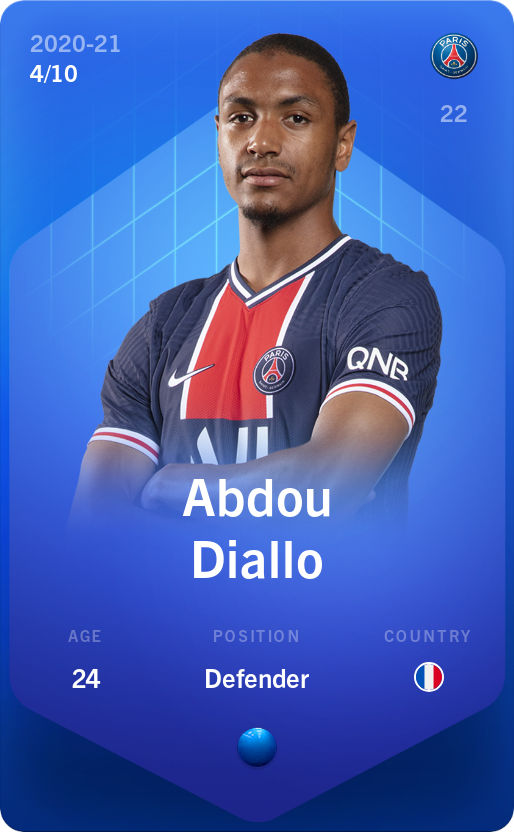 Sorare - Sorare Official - Abdou Diallo 2020-21 • Super Rare 4/10 - NFT # 59421425845174601077878216825201835421644032674946705503732548626835018416971
