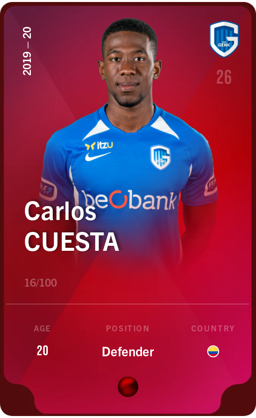 Sorare - Sorare Official - Carlos Cuesta 2019-20 • Rare 16/100 - NFT # 69460496371879667185094117367368987850323956475799580033045938497056156987455