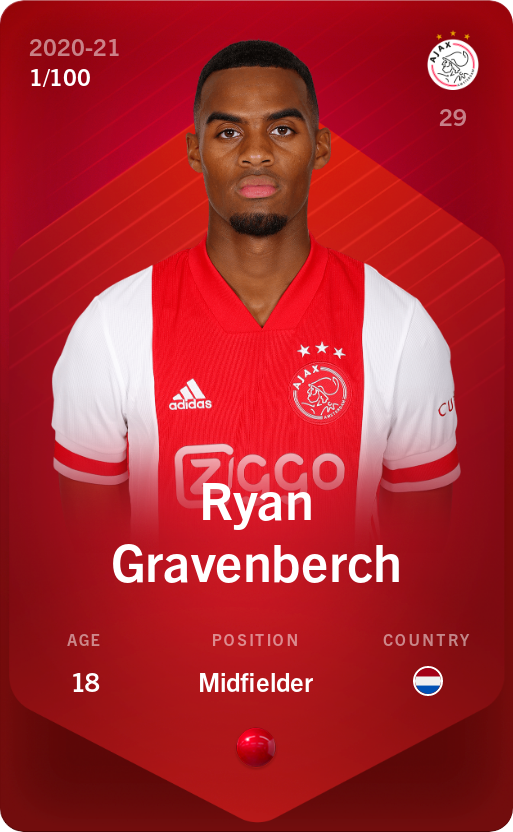 Sorare - Sorare Official - Ryan Gravenberch 2020-21 • Rare 1/100 - NFT # 8842107021153082623799122730962948698382844477247815660123970571767452853644