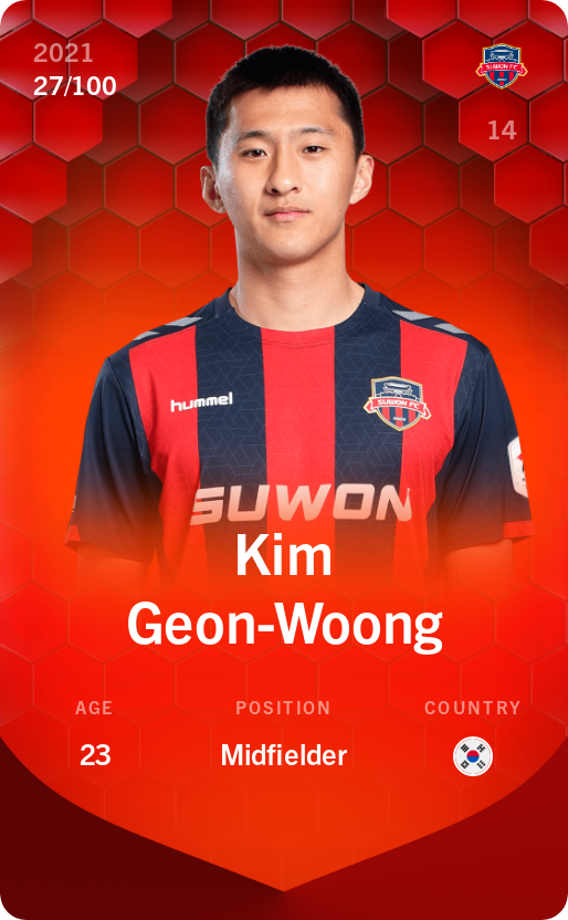 Sorare - Sorare Official - Kim Geon-Woong 2021-22 • Rare 27/100 - NFT # 54211786452813642677681296127616781741213309462953823405182470287872935653407