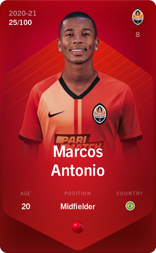 Sorare - Sorare Official - Marcos Antonio 2020-21 • Rare 25/100 - NFT # 110602973285290129944696103427526561489875714295467741745388745064779608031633