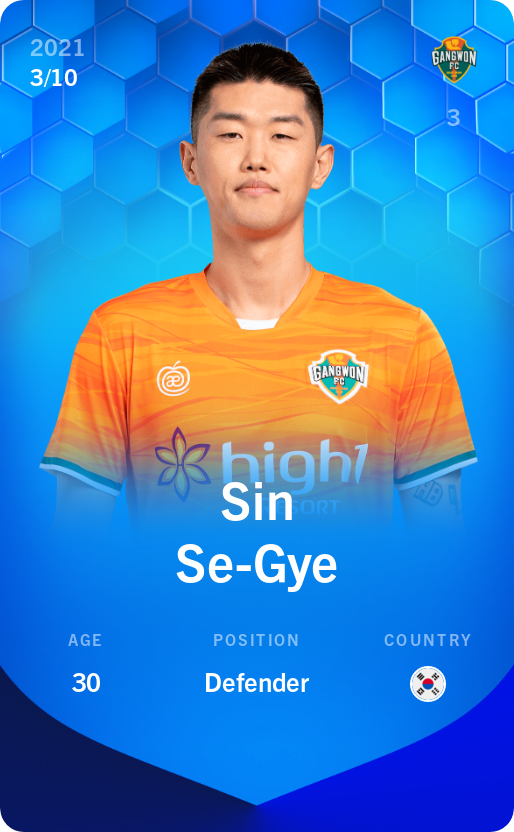 Sorare - Sorare Official - Sin Se-Gye 2021-22 • Super Rare 3/10 - NFT # 73792358875000542720873299353028726589085645594778830404532962817155710971512