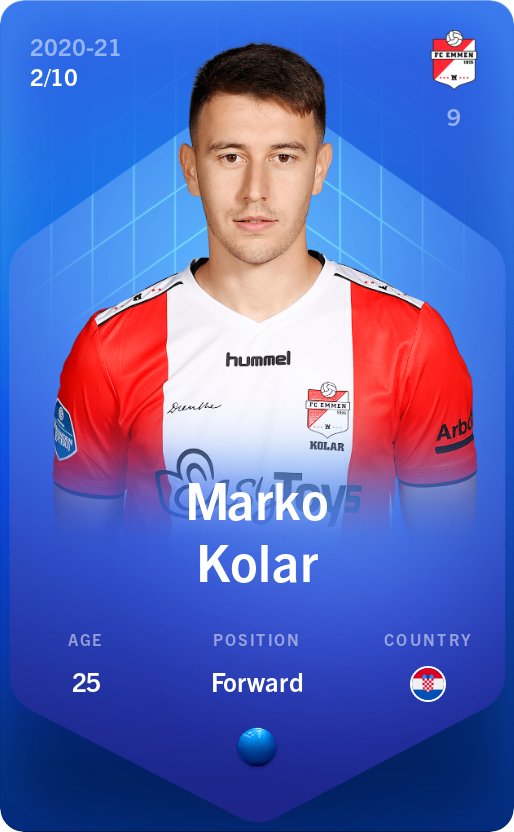 Sorare - Sorare Official - Marko Kolar 2020-21 • Super Rare 2/10 - NFT # 112467084839951897144493131329080355593347252141216098308540399963140283262897