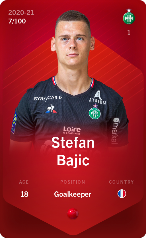 Sorare - Sorare Official - Stefan Bajic 2020-21 • Rare 7/100 - NFT # 71534242269073206267580958193439561358070700469520103054108885639229531433397