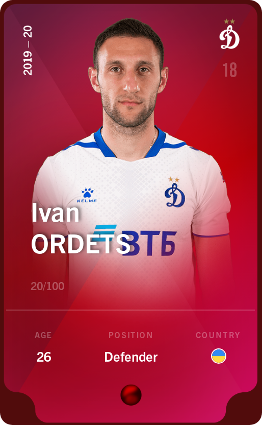 Sorare - Sorare Official - Ivan Ordets 2019-20 • Rare 20/100 - NFT # 68368519642861220464319201500716376819769441190072662943131894060655838568669