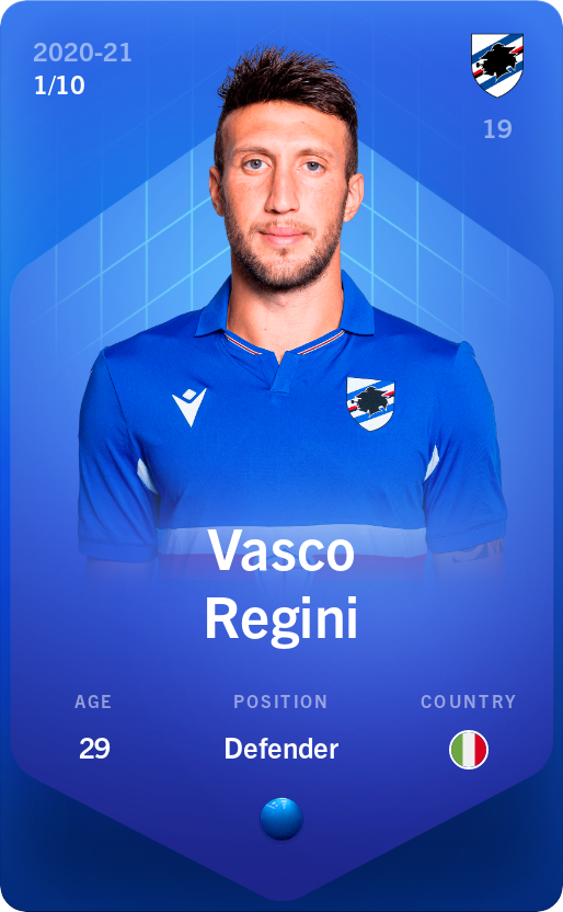 Sorare - Sorare Official - Vasco Regini 2020-21 • Super Rare 1/10 - NFT # 90012007066287056972574328359086466306586756878097949560937899415257001450412