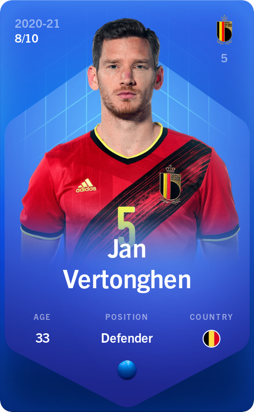 Sorare - Sorare Official - Jan Vertonghen 2020-21 • Super Rare 8/10 - NFT # 99827680729125463067298288613894852471545158768238065907025007396933139377298