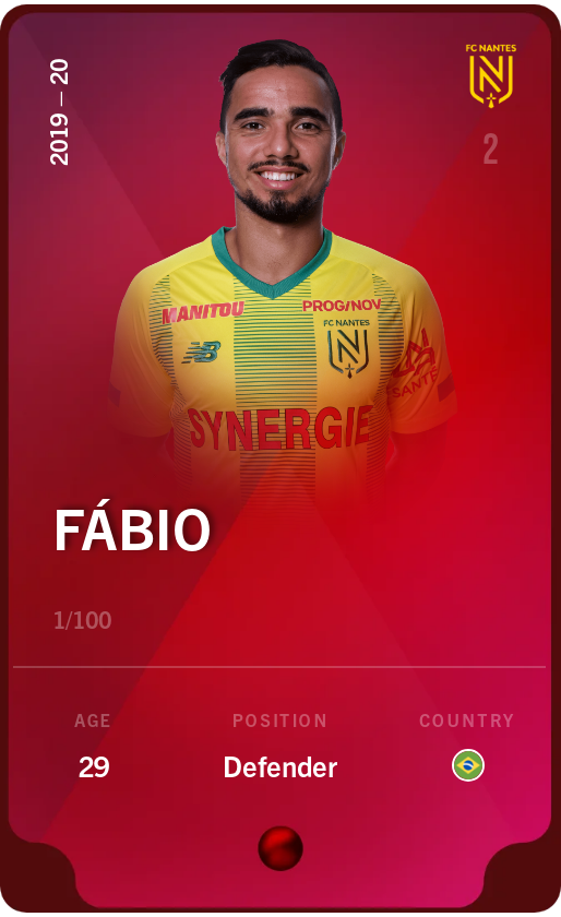 Sorare - Sorare Official - Fábio 2019-20 • Rare 1/100 - NFT # 43967984208005088798279912953056070866211511073052673487798099443914476166152