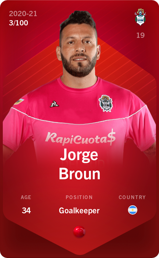 Sorare - Sorare Official - Jorge Broun 2020-21 • Rare 3/100 - NFT # 59587019198144886957641846308857392718017809707294494870268451139546917557973