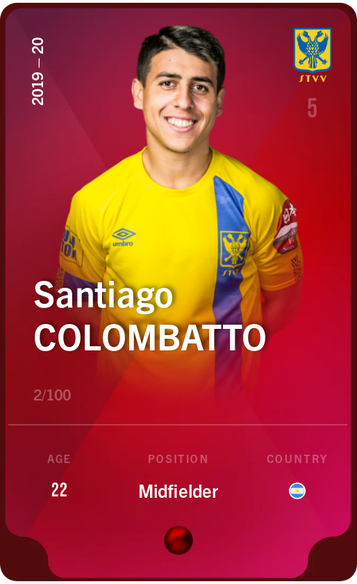 Sorare - Sorare Official - Santiago Colombatto 2019-20 • Rare 2/100 - NFT # 62413231118066006823088189672119674373677637473653801798474245618549401966636