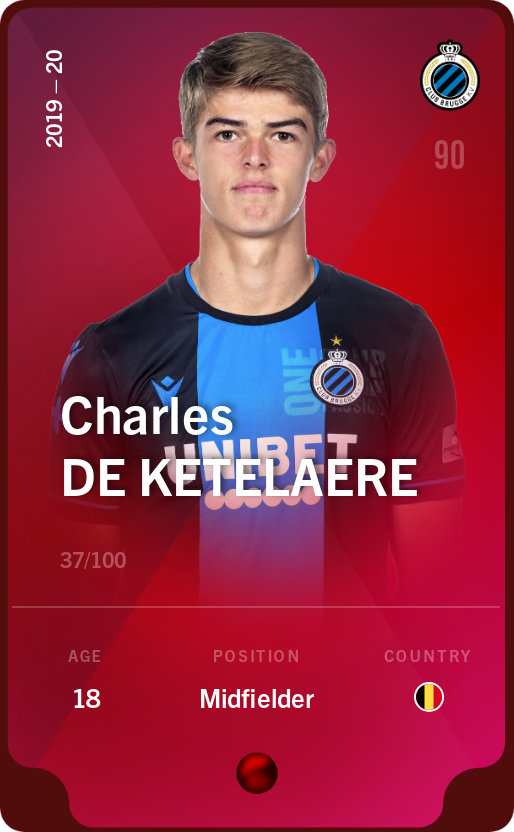 Sorare - Sorare Official - Charles De Ketelaere 2019-20 • Rare 37/100 - NFT # 13471706731185036327720645570104895684182711812865372787486544511339973537109