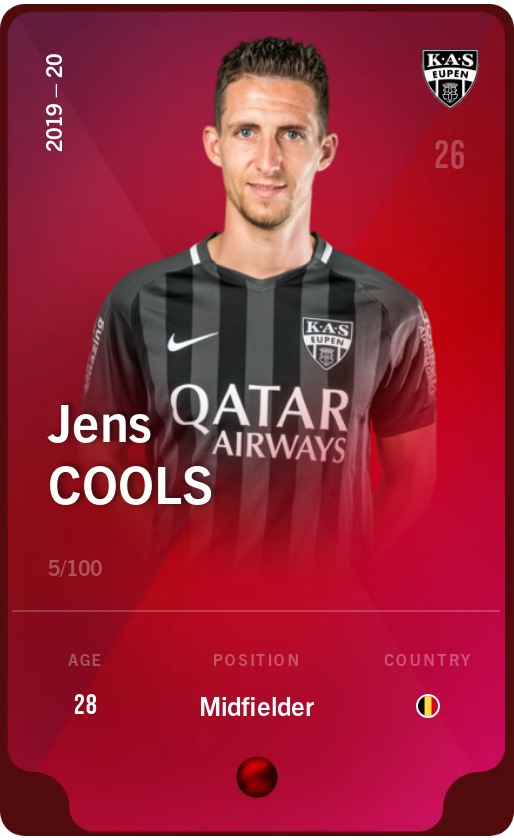 Sorare - Sorare Official - Jens Cools 2019-20 • Rare 5/100 - NFT # 5901169912871799619104744387847294327599898852221323473086689133544004588653