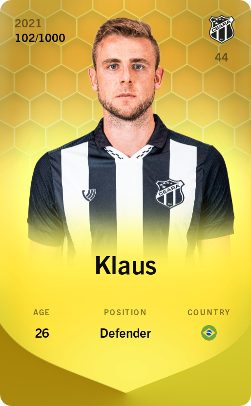 Sorare - Sorare Official - Klaus 2021-22 • Limited 102/1000 - NFT # 65133914655371826012886648867970916353486806957326926436514989680304167649235