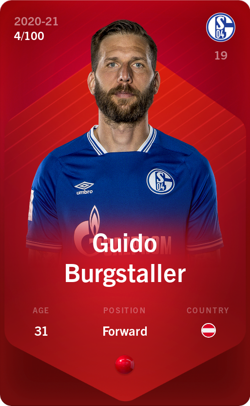 Sorare - Sorare Official - Guido Burgstaller 2020-21 • Rare 4/100 - NFT # 111655708382384853552966673606156034168061209753931294837814799011278292165638