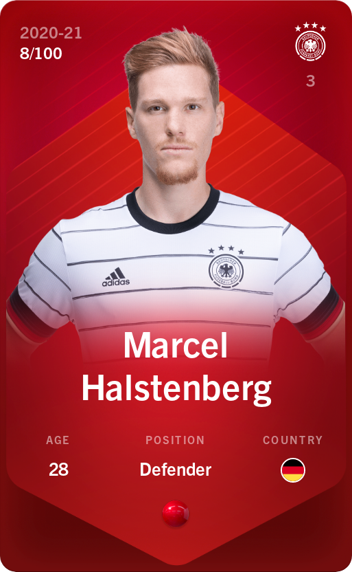 Sorare - Sorare Official - Marcel Halstenberg 2020-21 • Rare 8/100 - NFT # 80538259805088307700967083874755148520228223487312892040076209754232893377065