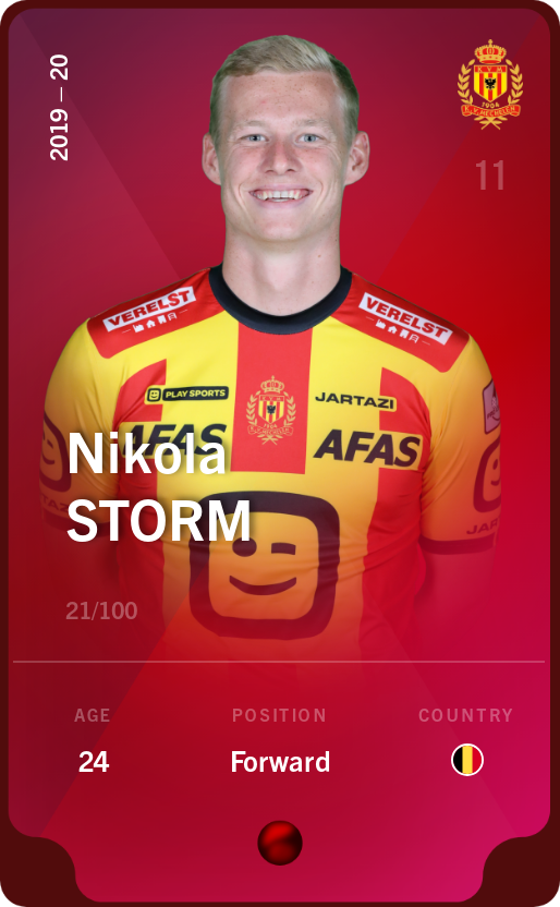 Sorare - Sorare Official - Nikola Storm 2019-20 • Rare 21/100 - NFT # 12622703680051362712887742755427169058117716072559029590332880688000751948986