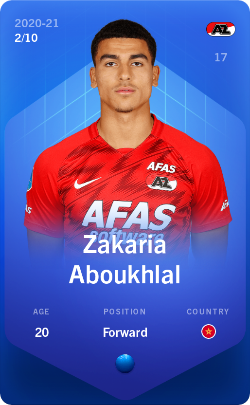 Sorare - Sorare Official - Zakaria Aboukhlal 2020-21 • Super Rare 2/10 - NFT # 69964519104111416896808764081875759610014715869279637662641469626336389572980