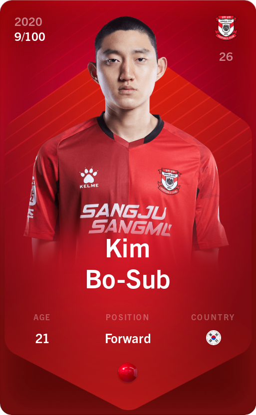 Sorare - Sorare Official - Kim Bo-Sub 2020-21 • Rare 9/100 - NFT # 39866171741672922043500629820975768159178228230564378844966425869264863654500