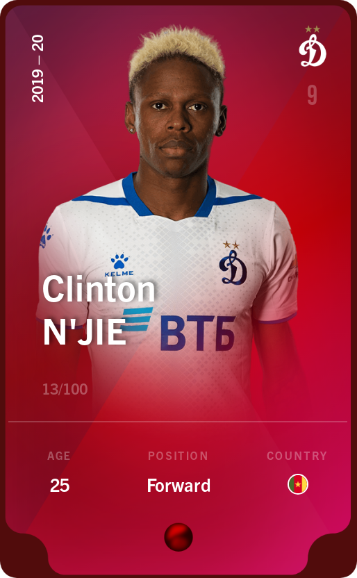 Sorare - Sorare Official - Clinton N'Jie 2019-20 • Rare 13/100 - NFT # 25926999917853365546521885884033913942068768418613094974224912863742774336869